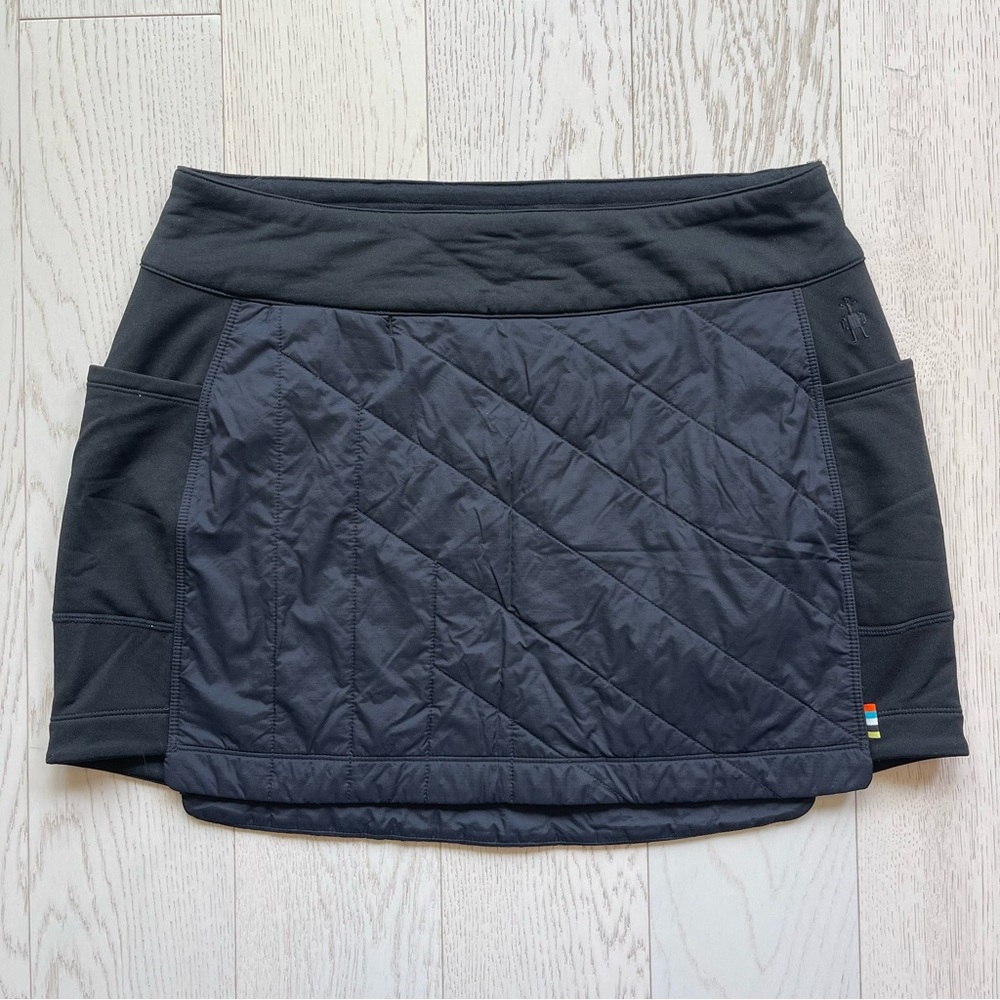 Smartwool smartloft black insulated puff merino wool blend mini ski skirt